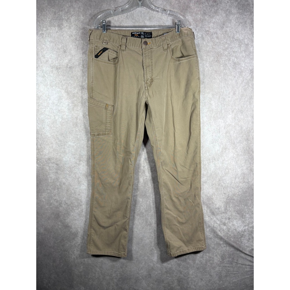 Ariat M4 Rebar Work Pants Mens 38x32 Khaki Relaxed Straight Utility Carpenter